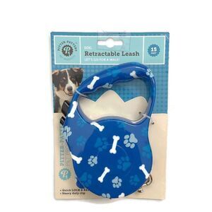 Pitter Patters Dog Retractable Blue Leash 15ft.